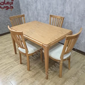 میز ناهار خوری 4 نفره چوبی مدل ونیز و نگین