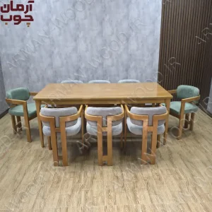 میز ناهار خوری تمام چوب راش 8 نفره مدل اچ و دیپلمات