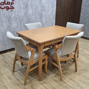 میز ناهار خوری تمام چوب راش 4 نفره مدل پیچک و دیپلمات