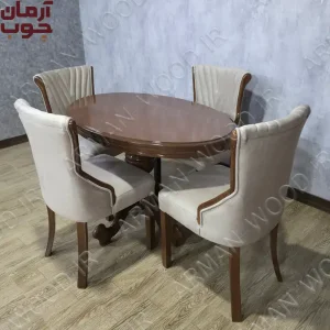 میز ناهارخوری ۴ نفره چوب توسکا میز اوبال صندلی هکتور - 1684