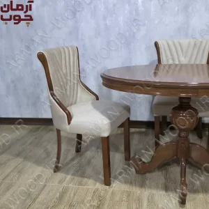 میز ناهارخوری ۴ نفره چوب توسکا میز اوبال صندلی هکتور - 1684