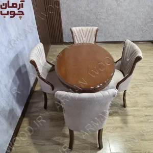 میز ناهارخوری ۴ نفره چوب توسکا میز اوبال صندلی هکتور - 1684