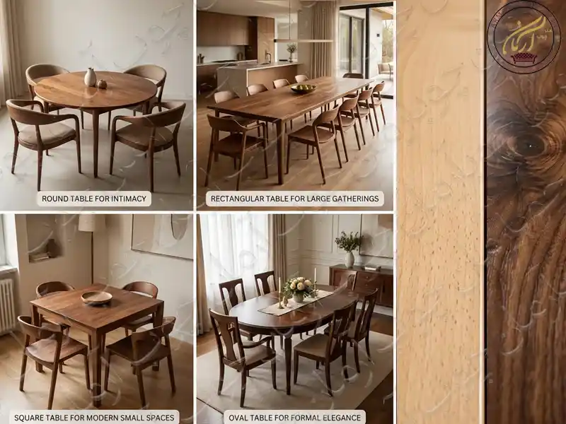 متریال‌های مختلف میز ناهارخوری