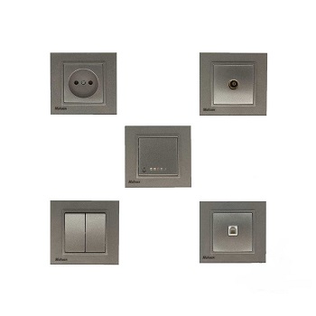 کلید و پریز مدل کریستال مشکی ذغالی مهسان