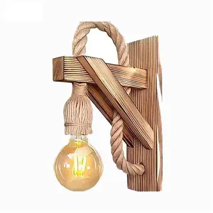 دیوار کوب چوبی کنفی لامپ خور مدل m01