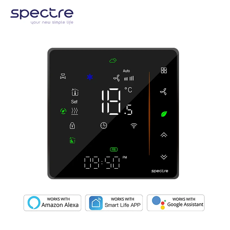 کلید ترموستات لمسی هوشمند چهار لوله اشنایدر مدل WiFi Smart TSR16