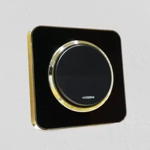 کلید و پریز ایران الکتریک مدل اسپیناس مشکی زه طلایی