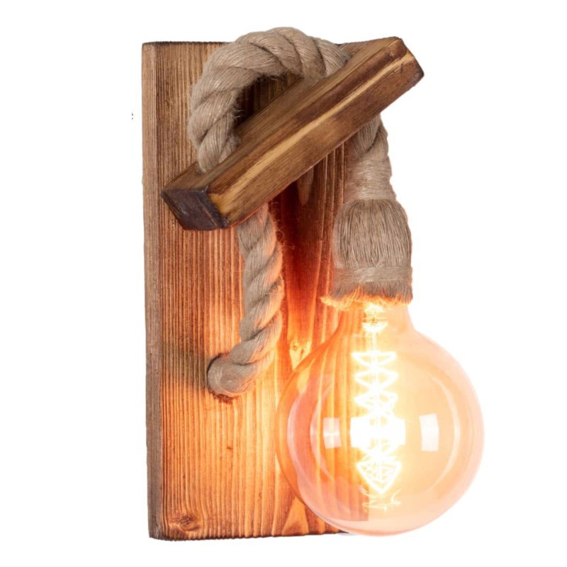 دیوار کوب چوبی کنفی لامپ خور