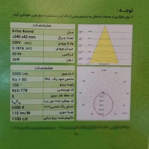 چراغ روکار آویسا 20 وات دایره ای پارس شعاع توس