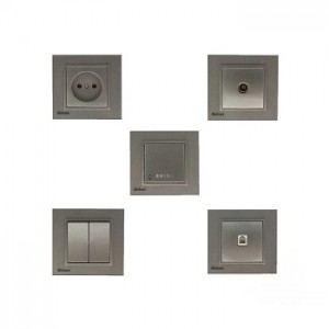 کلید و پریز مدل کریستال مشکی ذغالی مهسان