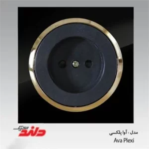 کلید و پریز مشکی پلکسی زه طلایی دلند مدل آوا