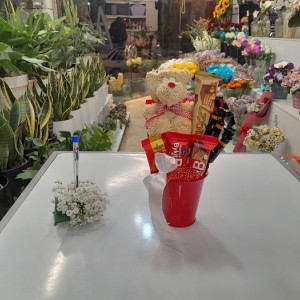 سطل عروسکی تدی پاپیون خال خالی