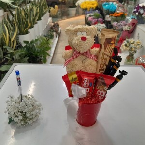 سطل عروسکی تدی پاپیون خال خالی