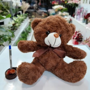عروسک خرس پاپیون دار قهوه ای
