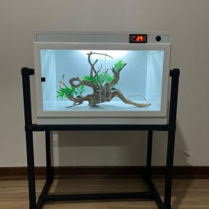 تراریوم خزنده بدنه PVC ،درب شیشه ای ریلی ، نور LED پد حرارتی