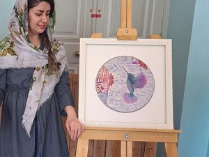 تابلو نقاشی خط آلما گل
