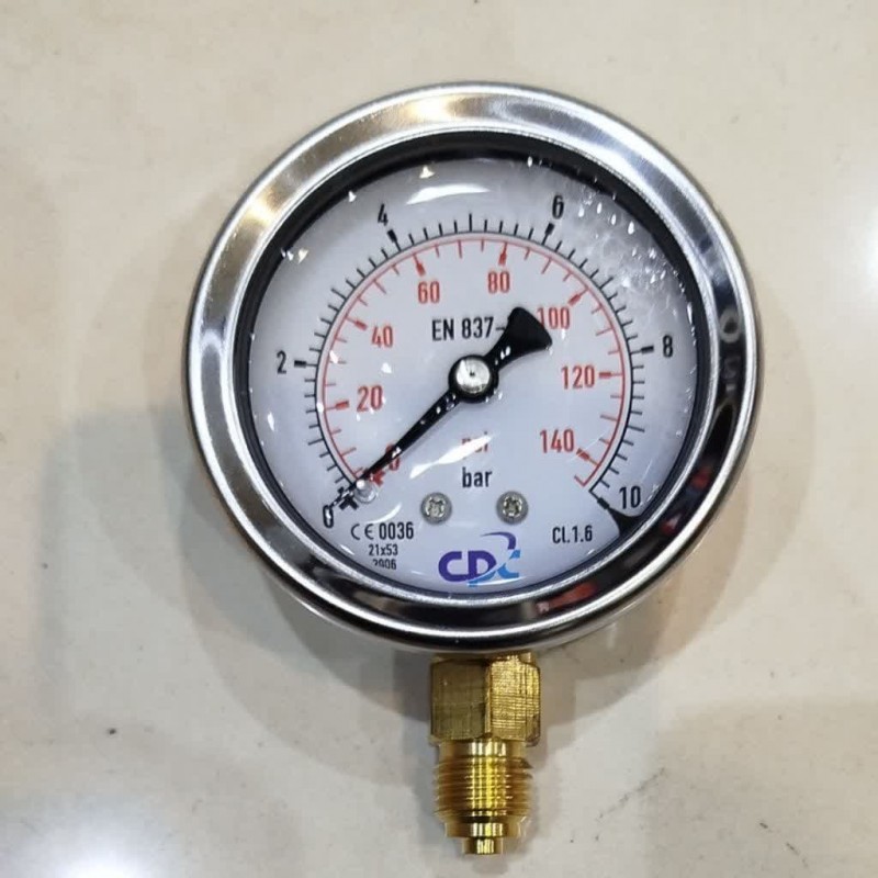 مانومتر  10 بار روغنی ایستاده صفحه 6سانت