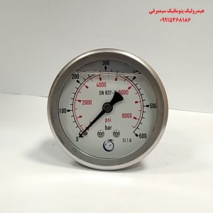 مانومتر  600 بار روغنی افقی صفحه 6 سانت DRAGON
