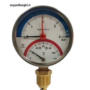 ترمومتر مانومتر اینسترومیت صفحه 8 سانت  4 و 6 بار 120 درجه