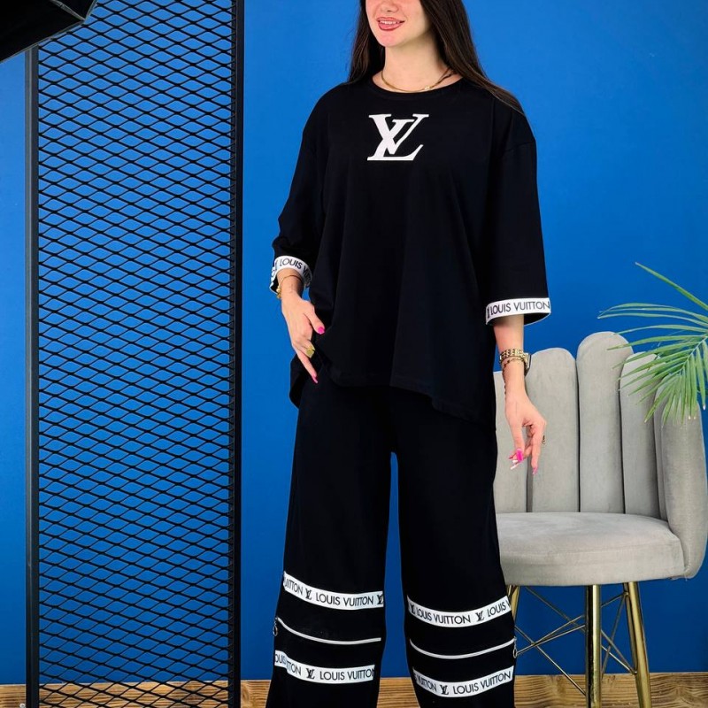 ست تی شرت لانگ و شلوار بگ زنانه - LOUIS VUITTON - کد 02