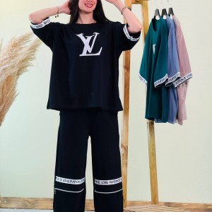 ست تی شرت لانگ و شلوار بگ زنانه - LOUIS VUITTON