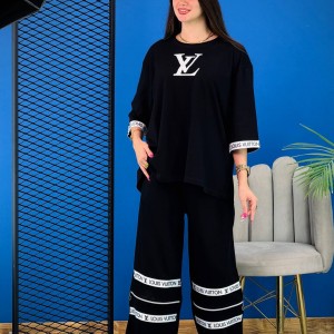 ست تی شرت لانگ و شلوار بگ زنانه - LOUIS VUITTON - کد 02