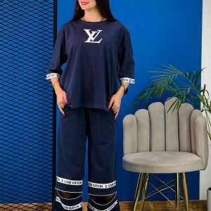 ست تی شرت لانگ و شلوار بگ زنانه - LOUIS VUITTON - کد 02