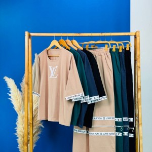 ست تی شرت لانگ و شلوار بگ زنانه - LOUIS VUITTON - کد 02