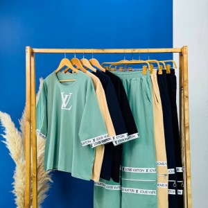 ست تی شرت لانگ و شلوار بگ زنانه - LOUIS VUITTON - کد 02