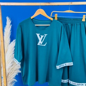 ست تی شرت لانگ و شلوار بگ زنانه - LOUIS VUITTON - کد 02