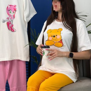 ست تی شرت و شلوارک زنانه طرح کارتونی