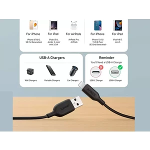 کابل شارژ سریع یو اس بی به لایتنینگ 2.4 آمپر 90 سانتی‌متری انکر Anker Powerline III Lightning Cable-A8812H11