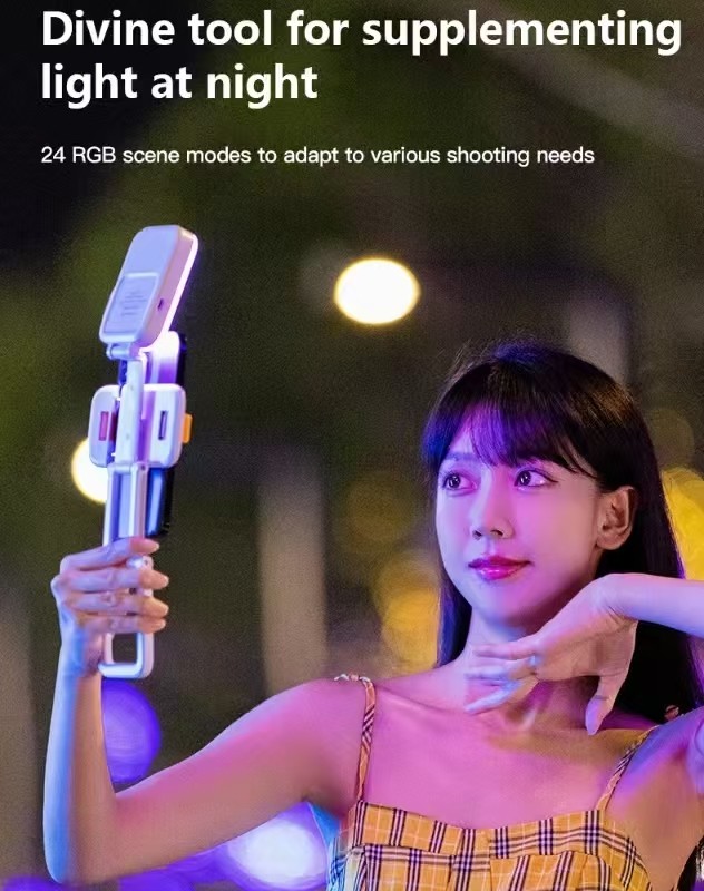 هلدر گوشی موبایل و رینگ لایت شارژی چندکاره D2 PRO