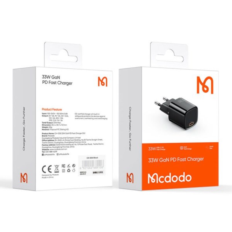 شارژر  سوپر فست تایپ سی Mcdodo 33w