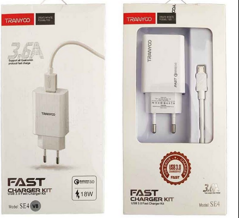 شارژر و کابل تایپ سی  Tranyoo eu4 18w