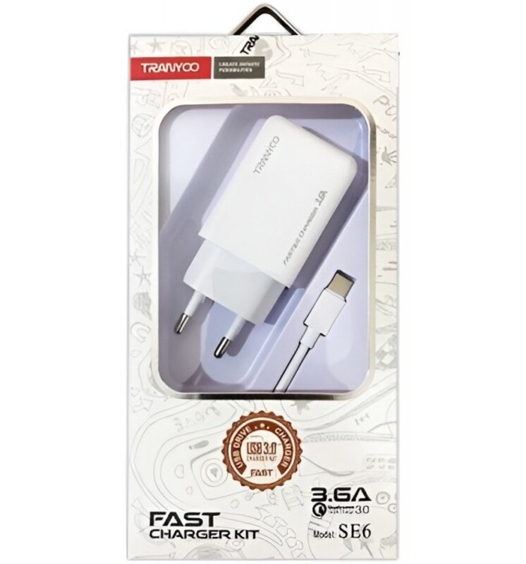 شارژر و کابل تایپ سی Tranyoo se6