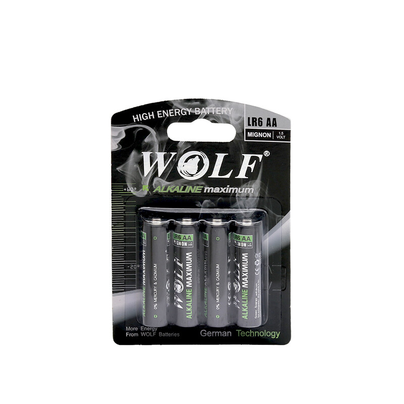 باتری کارتی نیم قلم الکالین 4 تایی WOLF