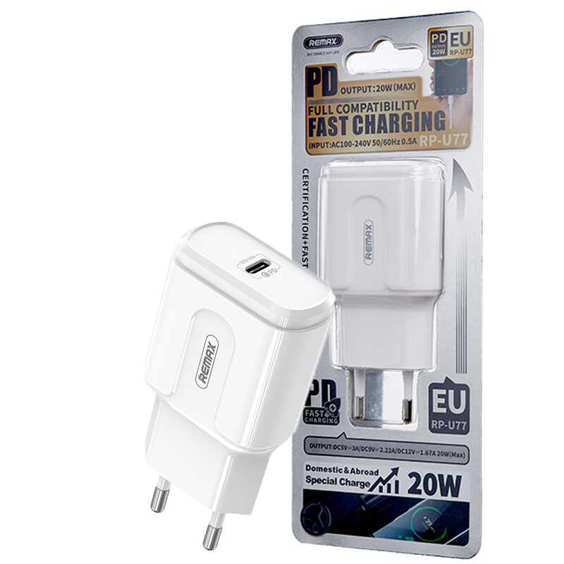 شارژر دیواری Remax مدلRP_U77 فست 20وات PD