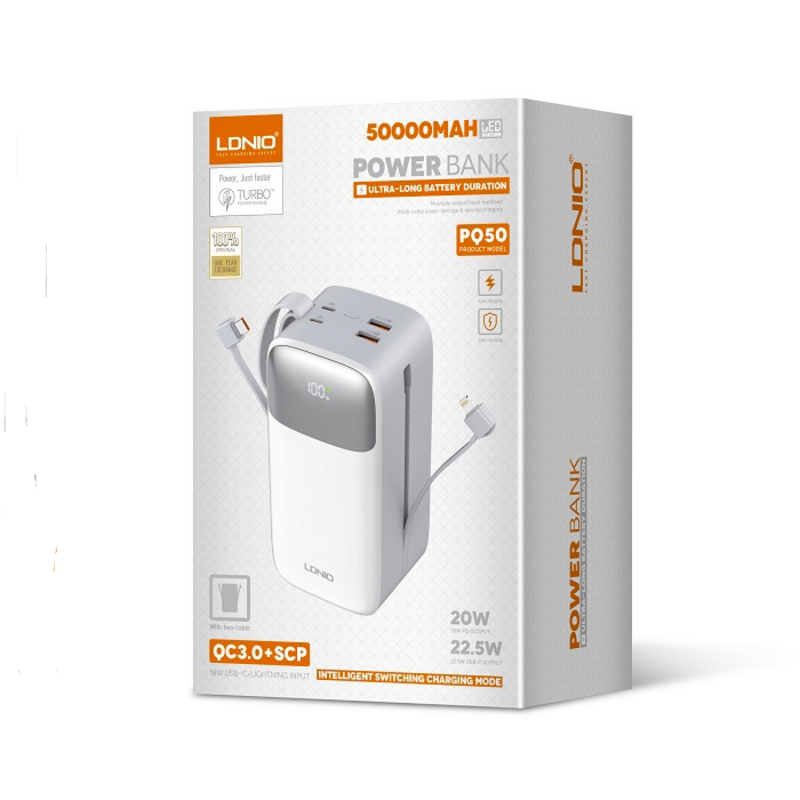 پاوربانک 50000 میلی آمپر  الدینیو مدل Ldnio PQ50 فست