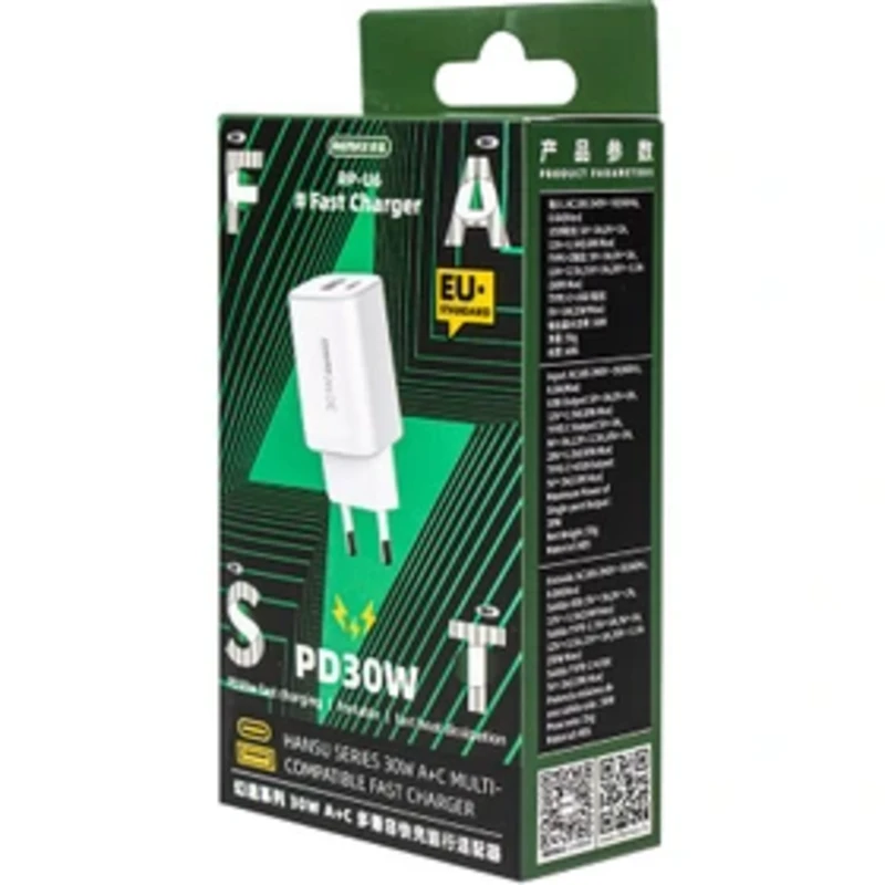 شارژر دیواری تک پورت PD ریمکس Remax مدل RP-U6 30 وات سری Hansu
