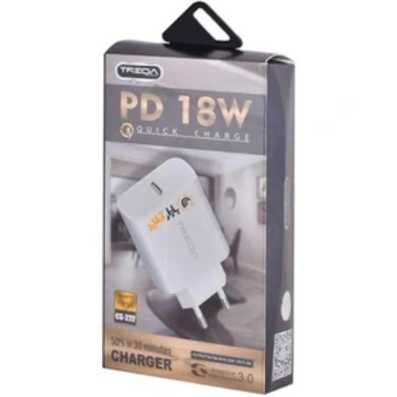شارژر دیواری فست تایپ سی TREQA مدل 222 25w