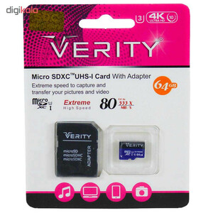 کارت حافظه Verity  4K   U3 سرعت 80MBps ظرفیت 64 گیگابایت