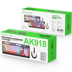 کیبورد و ماوس گیمینگ DEIOG مدل AK-918 سیلیکون مایع RGB