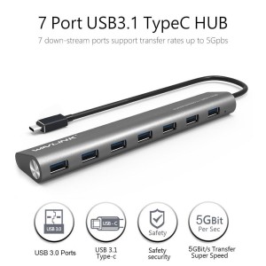 هاب 7 پورت تایپ سی  USB 3.0 ویولینک مدل WL-UH3075