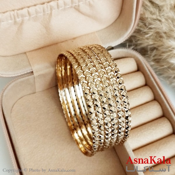 النگو طلاروس زنانه خارجی سایز 3میل برند NG مدل نخودی طلایی کد DSB18409W