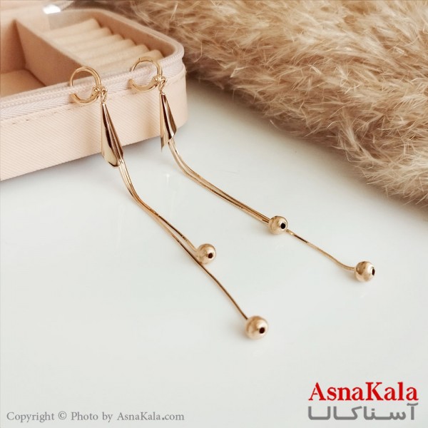 گوشواره ژوپینگ زنانه مدل آویز قیفی طلایی کد GSH15392W