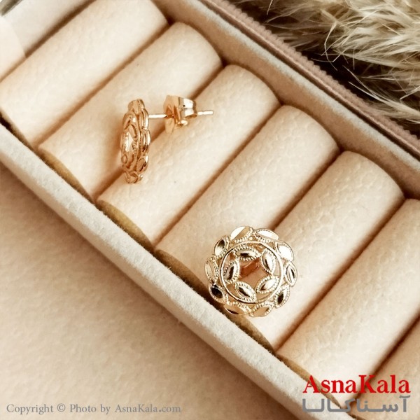 گوشواره میخی ژوپینگ زنانه مدل گندمی طلایی کد GSH15400W