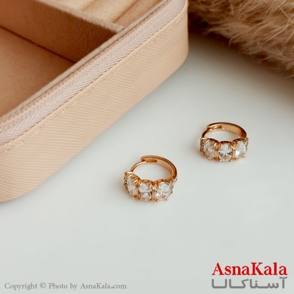 گوشواره حلقه ای ژوپینگ زنانه طلایی مدل نگیندار کد GSH15431W