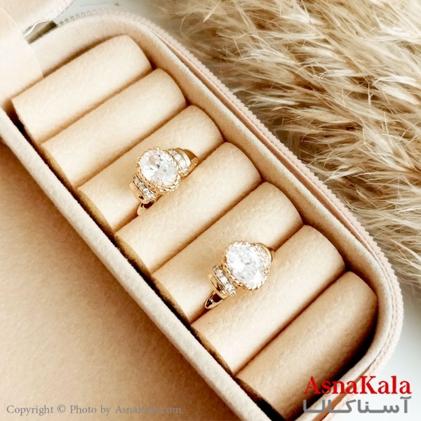 گوشواره حلقه ای ژوپینگ زنانه طلایی نگیندار کد GSH15439W