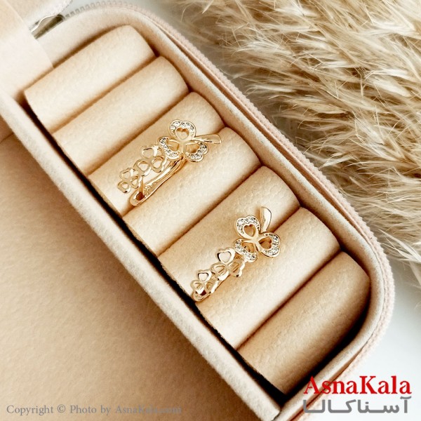 گوشواره آویز ژوپینگ زنانه طلایی نگیندار کد GSH15440W